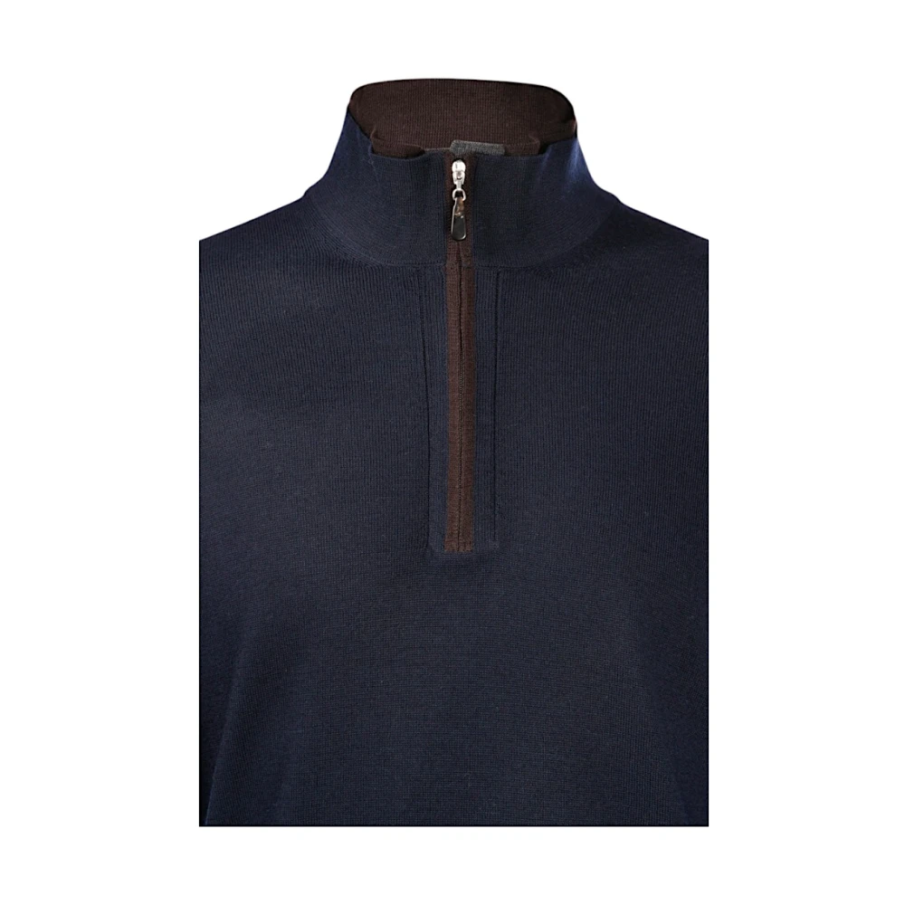 Gran Sasso Blauwe Trui met Hoge Kraag Blue Heren