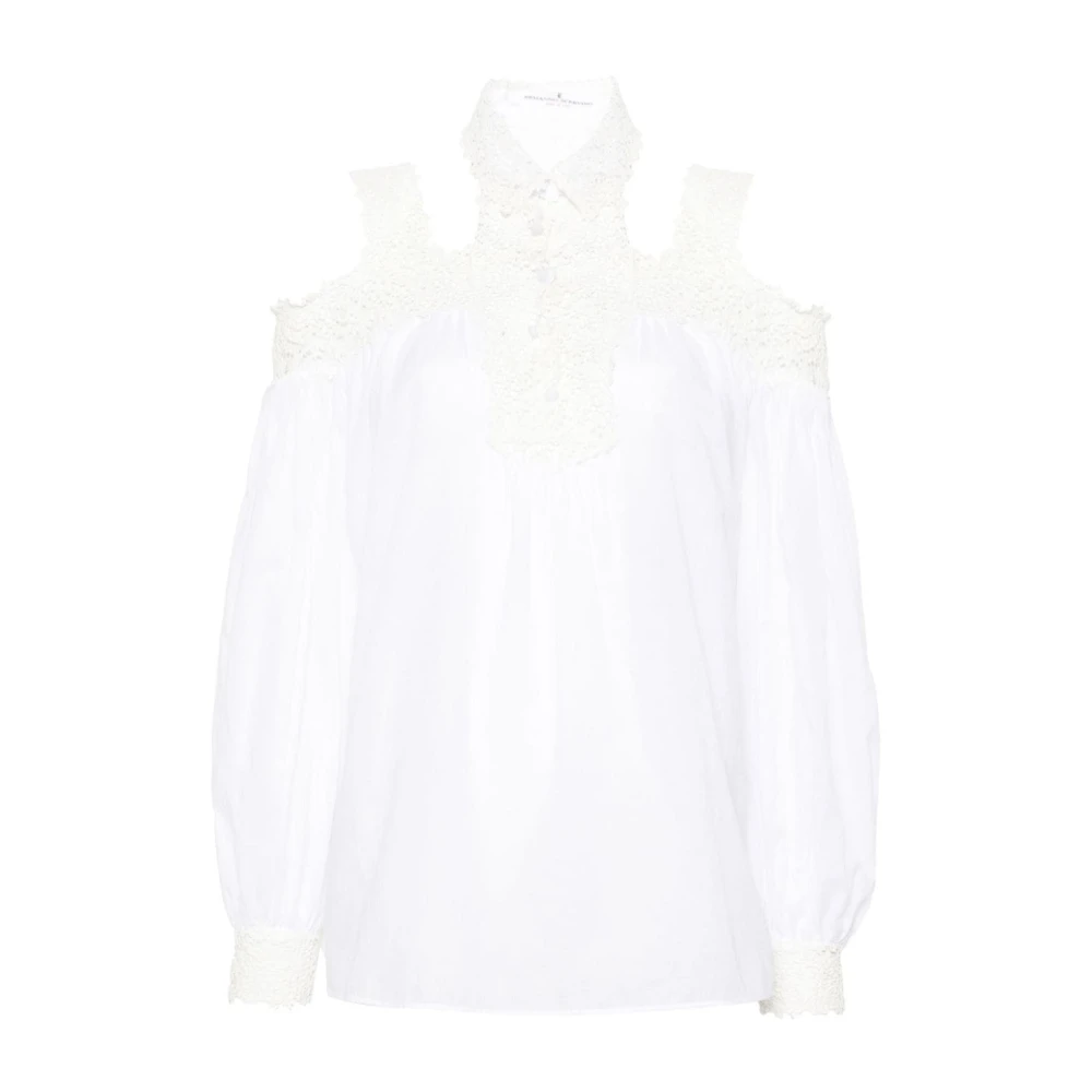 Ermanno Scervino Witte Geborduurde Katoenen Overhemd White Dames