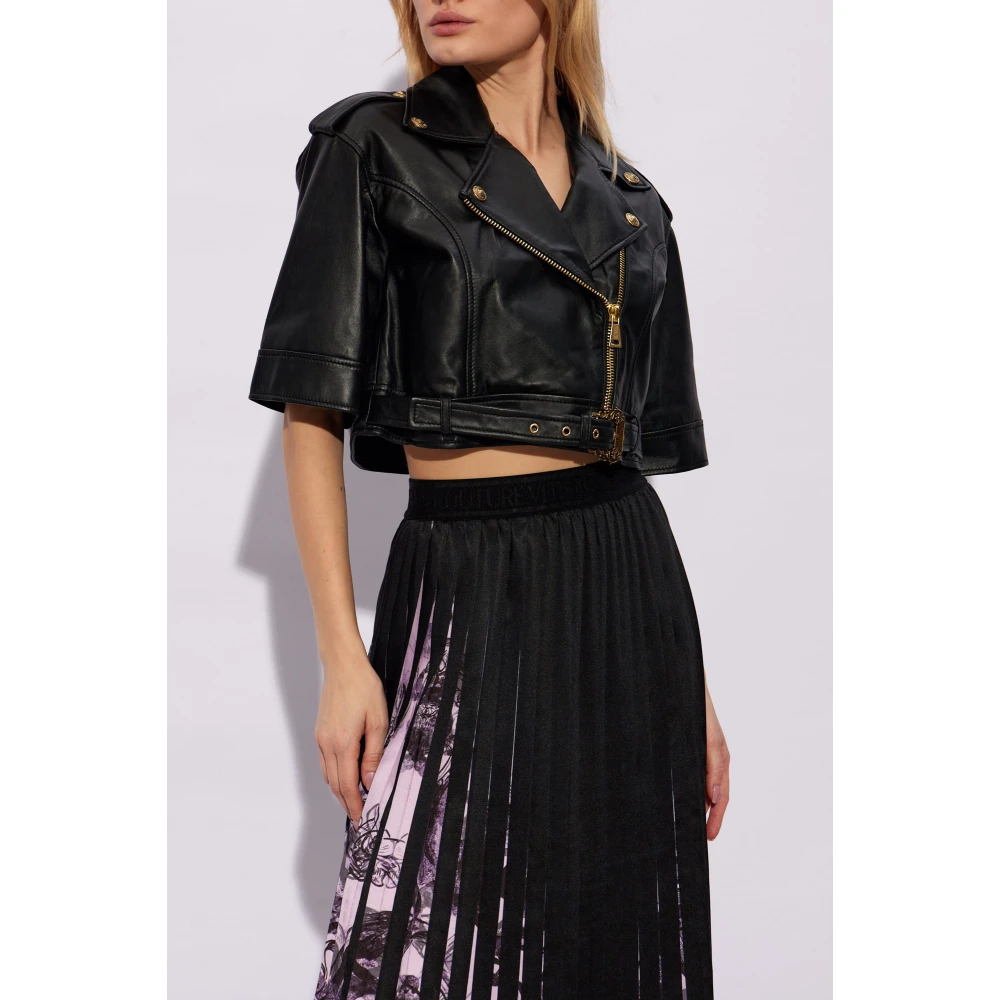 Versace Jeans Couture Leren jas met korte mouwen Black Dames