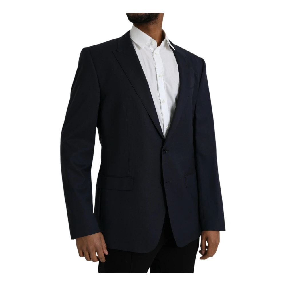 Dolce & Gabbana Donkerblauwe Wollen Blazer Blue Heren