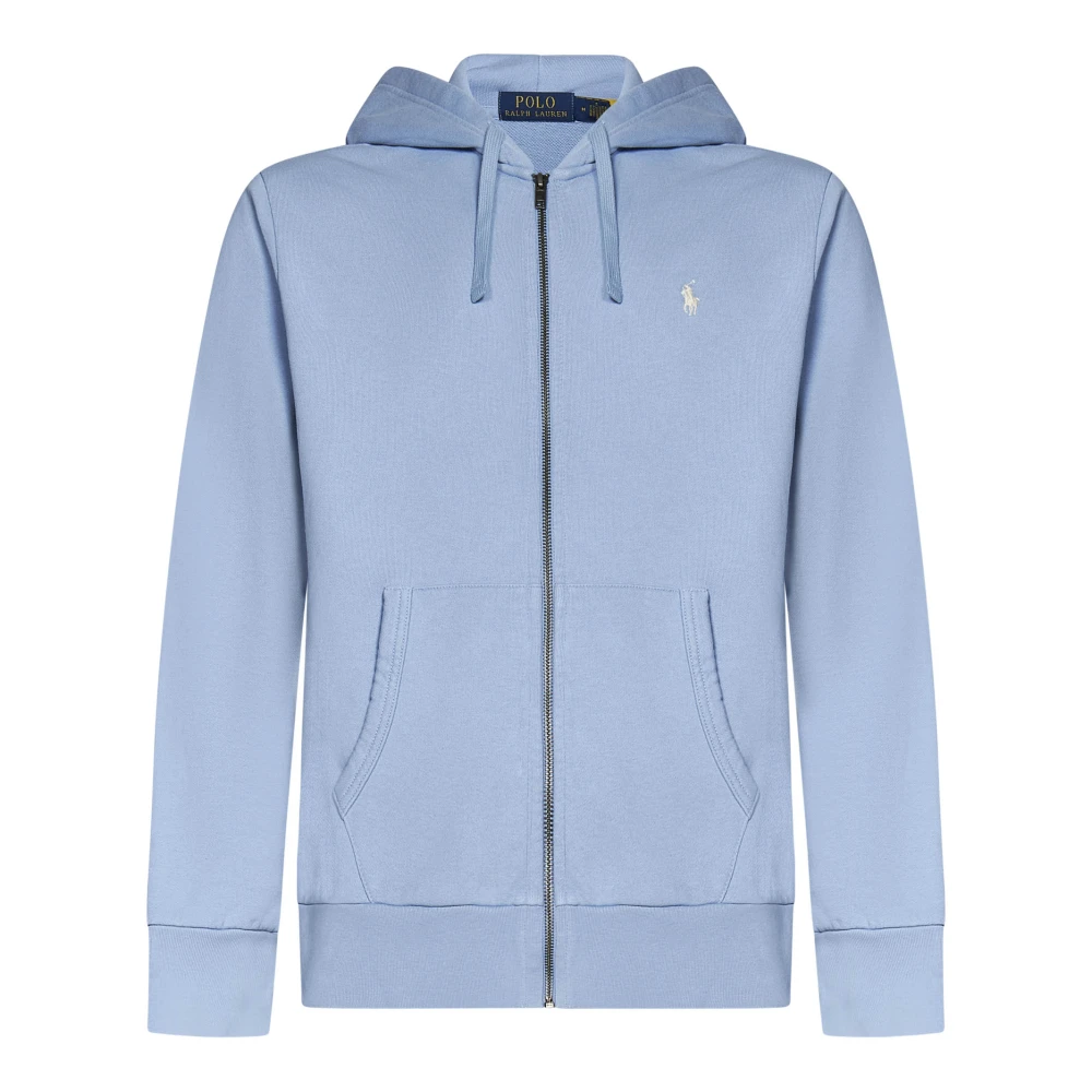 Polo Ralph Lauren Blå Zip Hoodie med Pony Broderi Blue, Herr