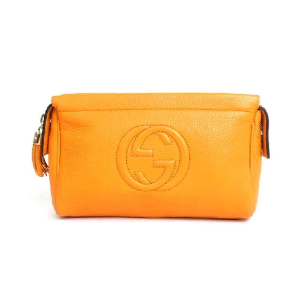 Gucci Vintage Pre-owned Leather clutches Oranje Dames