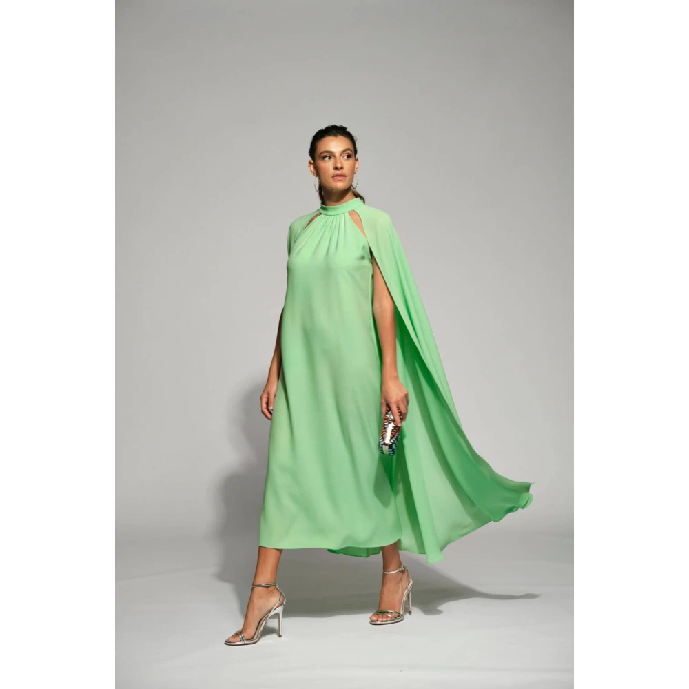 Moskada Groene Mimosa Halter Midi Jurk Green Dames