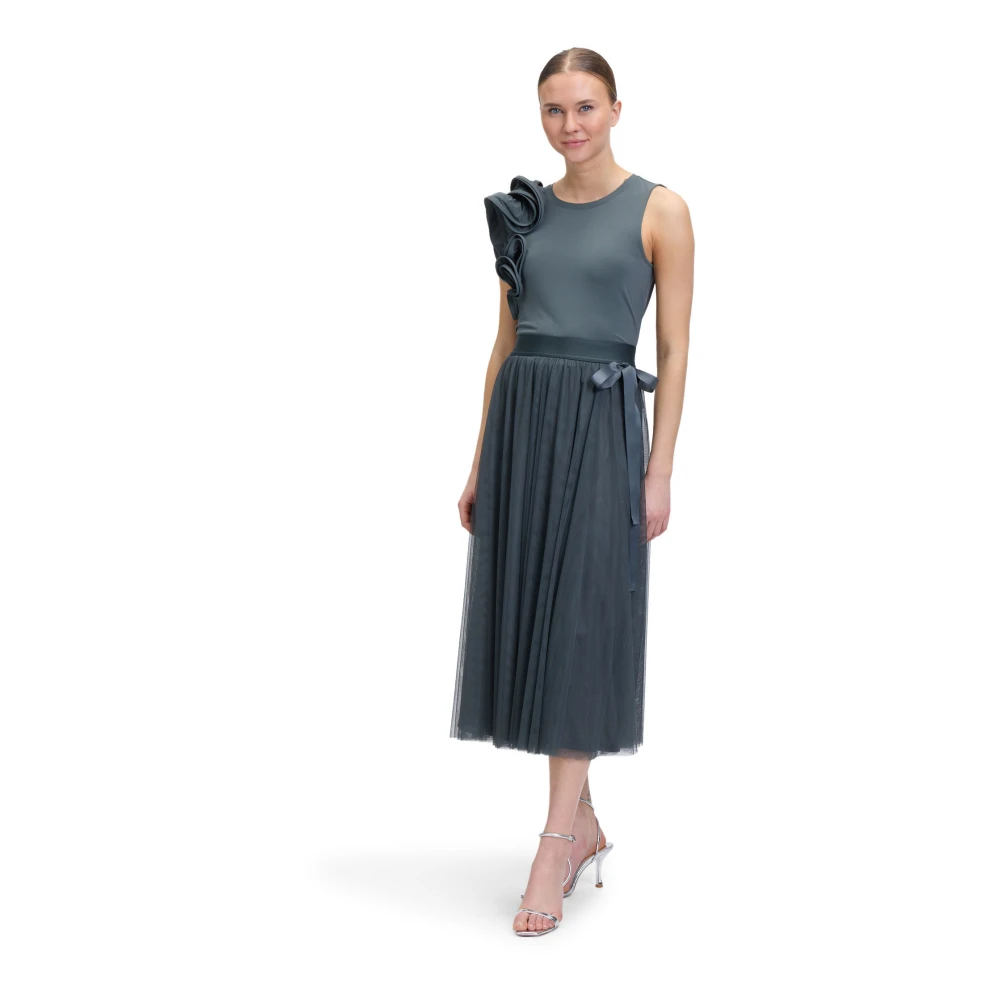 Vera Mont Gelaagde Tule Rok Glamour Stijl Gray Dames