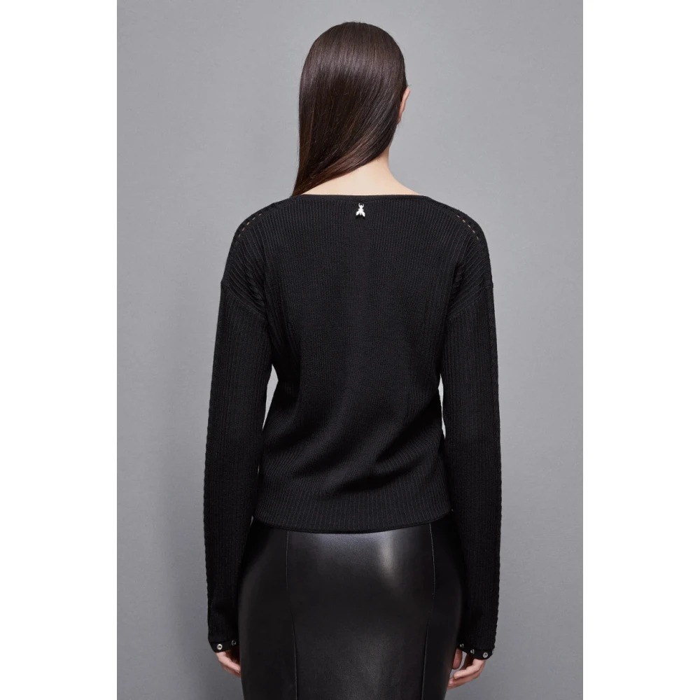 PATRIZIA PEPE Essentiële Ribgebreide Top Black Dames