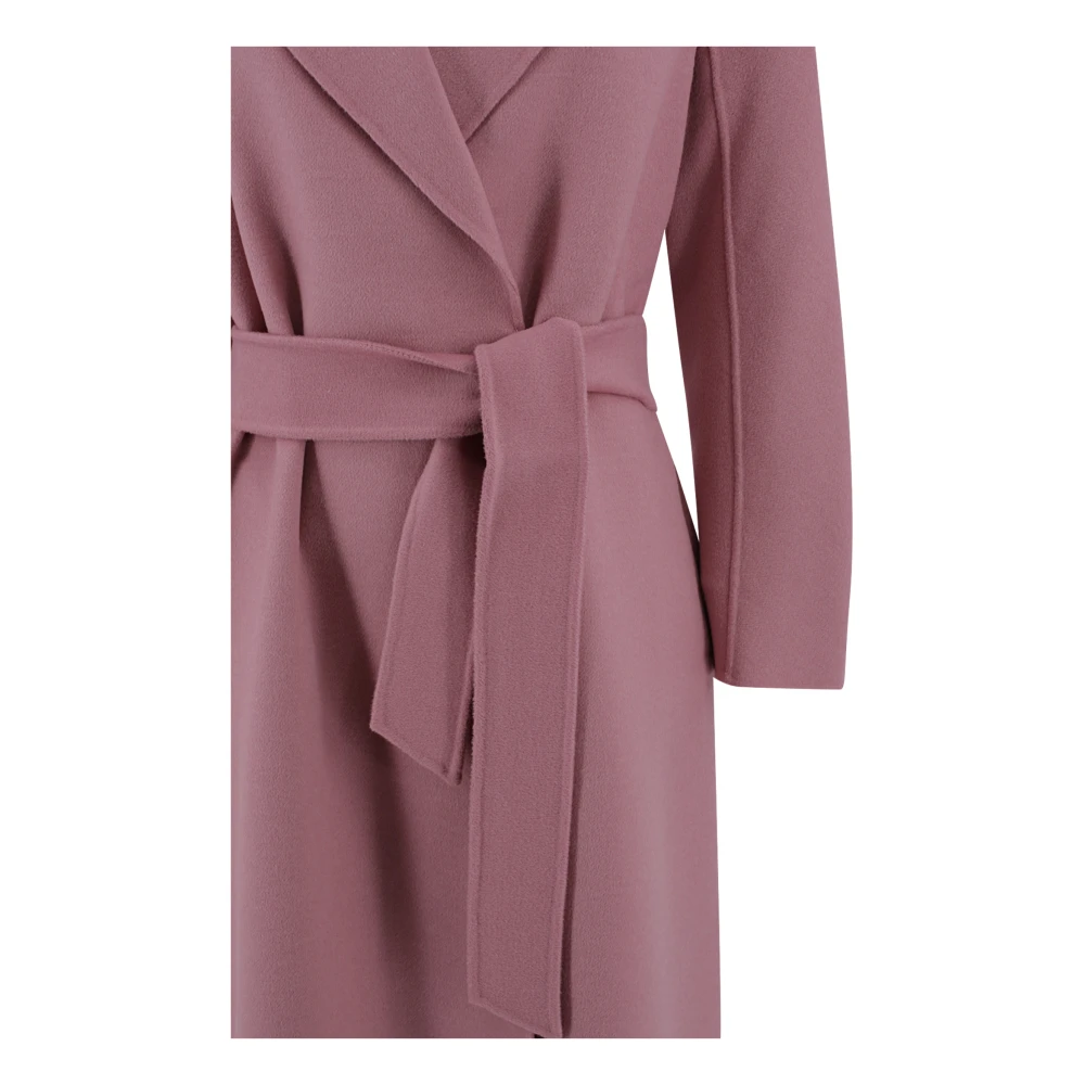 Max Mara Studio Wol Kasjmier en Zijden Midi Jas Pink Dames