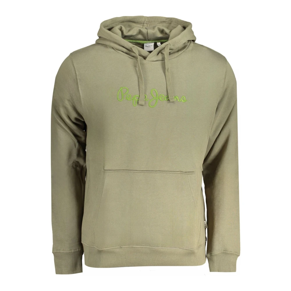 Pepe Jeans Groene hoodie met geborduurd logo Green Heren