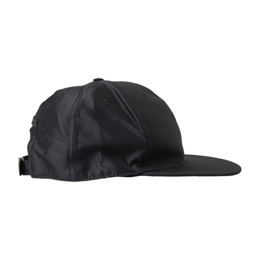 Dolce & Gabbana Luxe Zijde Katoen Logo Baseball Hoed Black Heren
