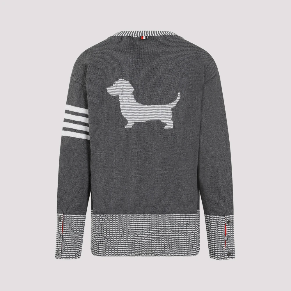 Thom Browne Grijze V-hals Cardigan Sweater Gray Heren