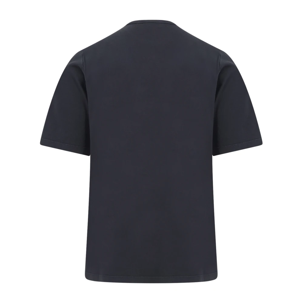 Saint Laurent Geborduurd katoenen T-shirt met logo Black Heren