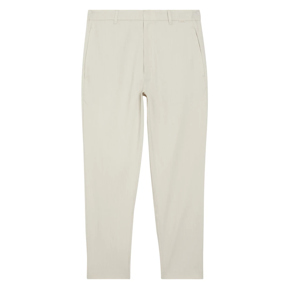 Beige Calvin Klein Cotton-Linen Cropped Tapered Bukser Jeans