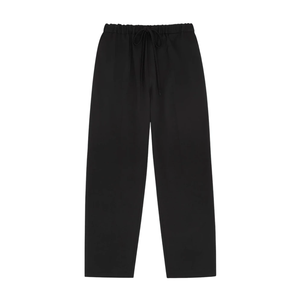 Mm6 Maison Margiela Women's Black Drawstring Banding Virgin Wool Blend Pants