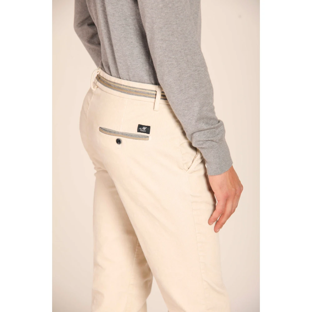 Mason's Velvet Gestreepte Slim Fit Chino Broek Beige Heren