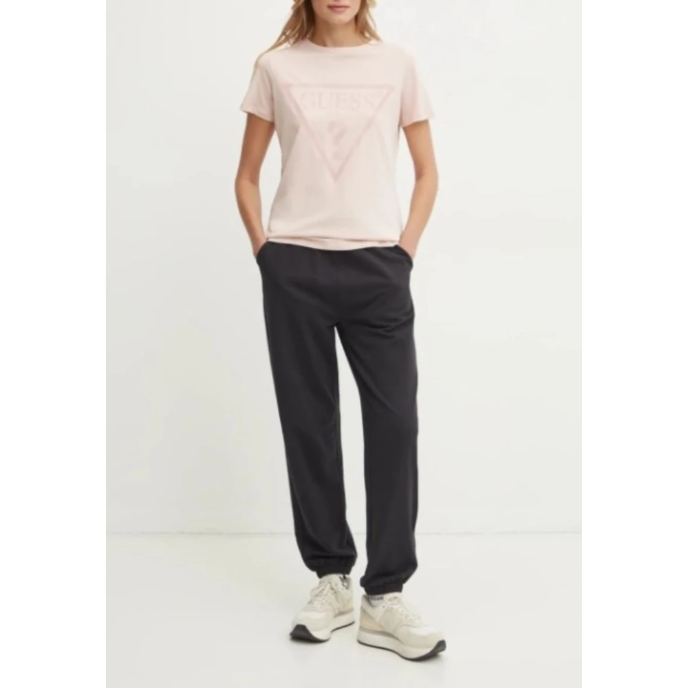 Guess Adele SS CN TEE Roze Katoenen T-shirt Pink Dames