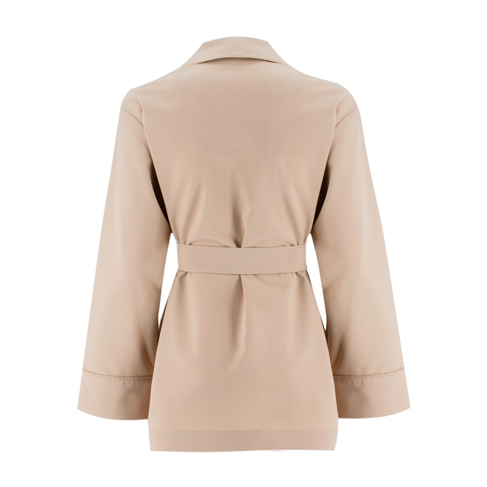 Fabiana Filippi Pyjama-Stijl Jas met Piping Detail Beige Dames