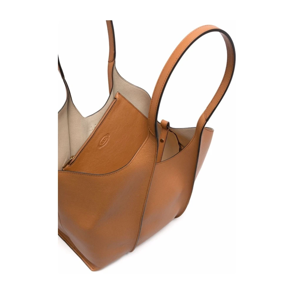 TOD'S Bruine leren T-logo tote bag Brown Dames