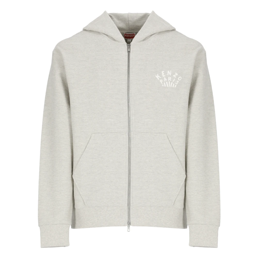 Kenzo Grijze Katoenen Hoodie Dragonfly Logo Gray Heren