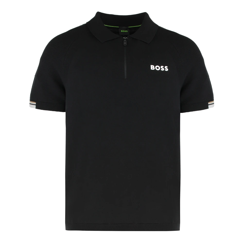 Hugo Men's Black Polo Shirts, Xs, Short Sleeve Polo With Zip