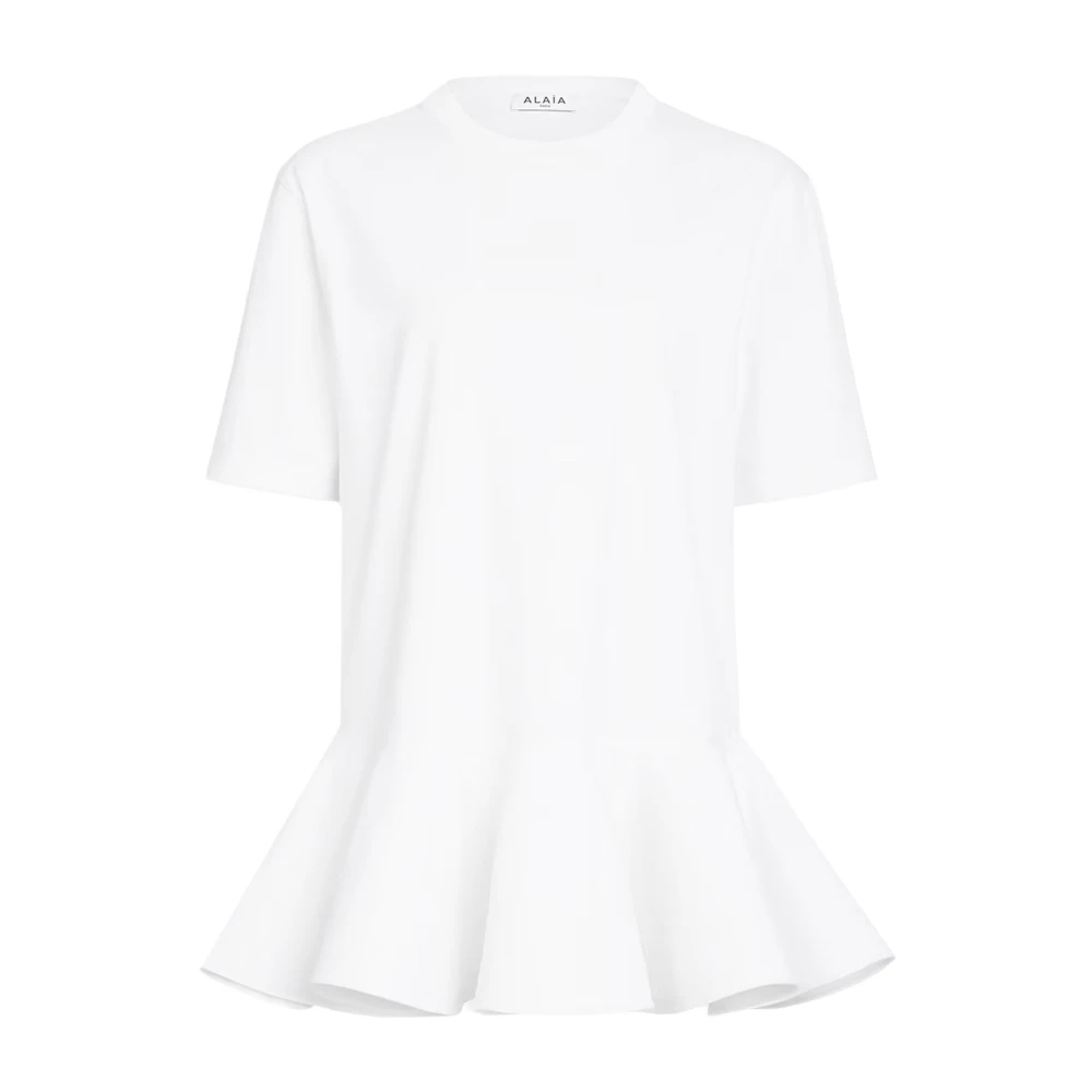 Alaïa White T-Shirts, Female, M, Peplum T-Shirt