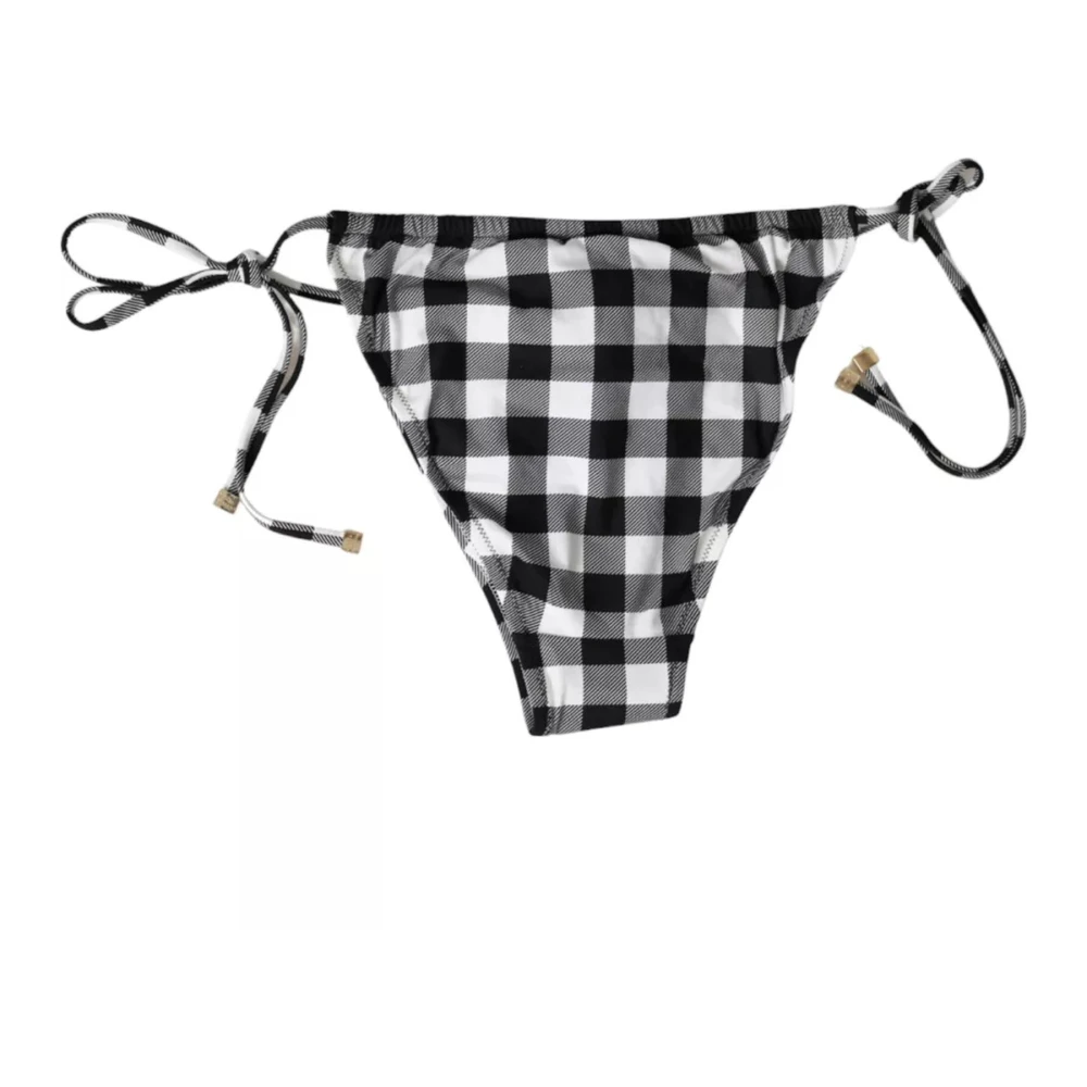 Dolce & Gabbana Geruite Bikini Onderkant Zwemkleding Black Dames