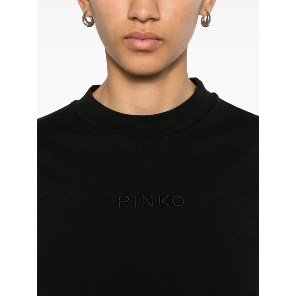 pinko Zwarte Crew Neck T-shirts en Polos Black Dames
