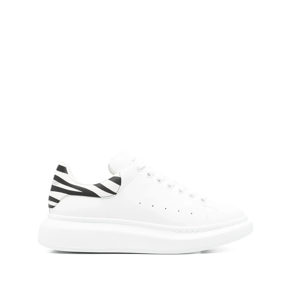 Alexander McQueen Witte Zebra Gestreepte Leren Sneaker Heren Schoenen