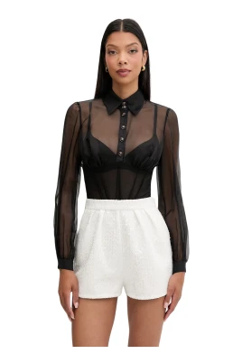 Organza och bouclé tweed-romper