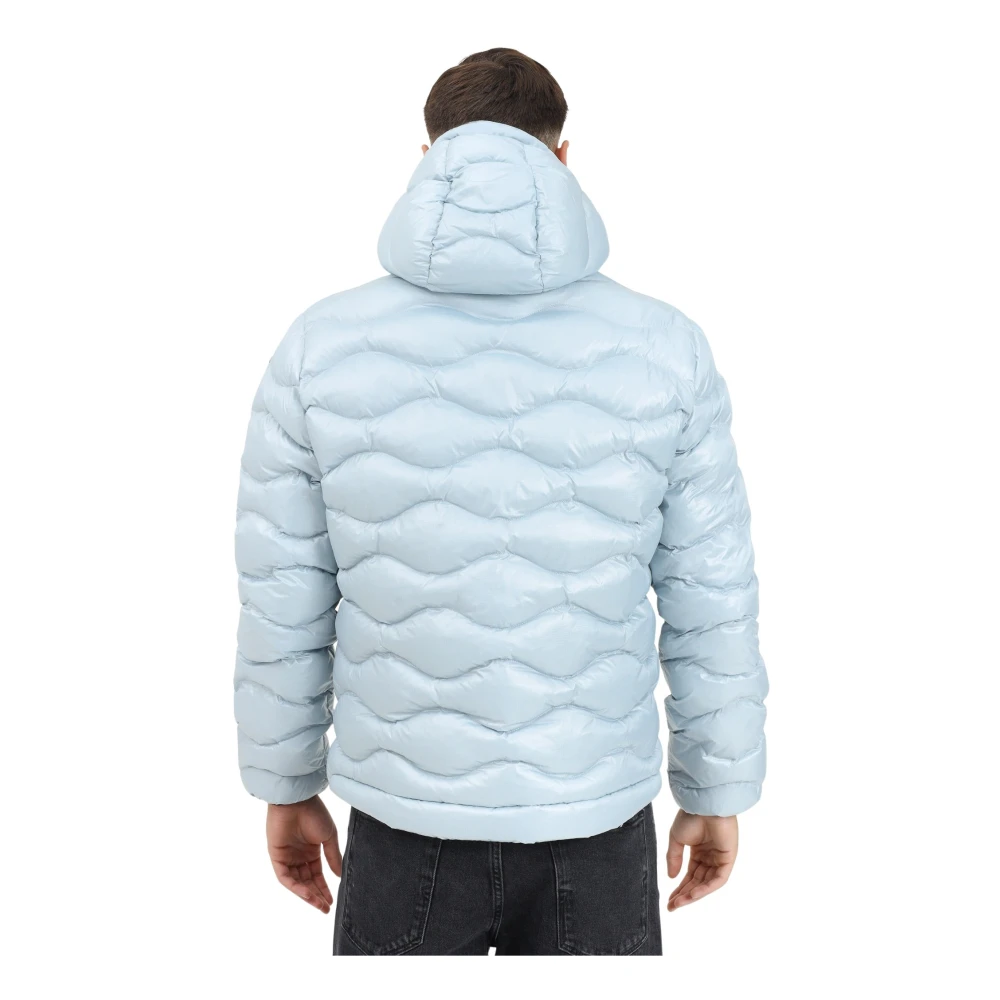 Blauer Blauwe Gewatteerde Jas met Ruitpatroon Blue Heren