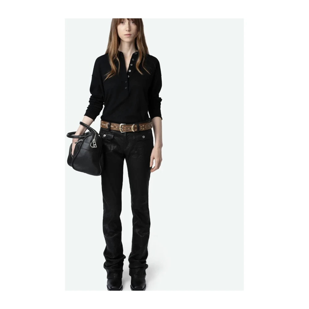 Zadig & Voltaire Bruin Latte Kasjmier Polotrui Black Dames
