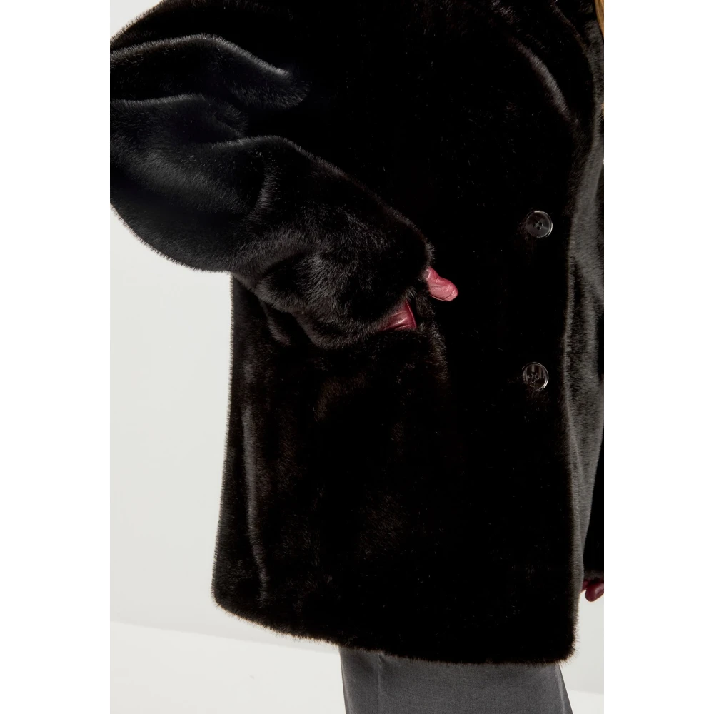 Cesare Gaspari Faux Fur & Shearling Jackets Black Dames