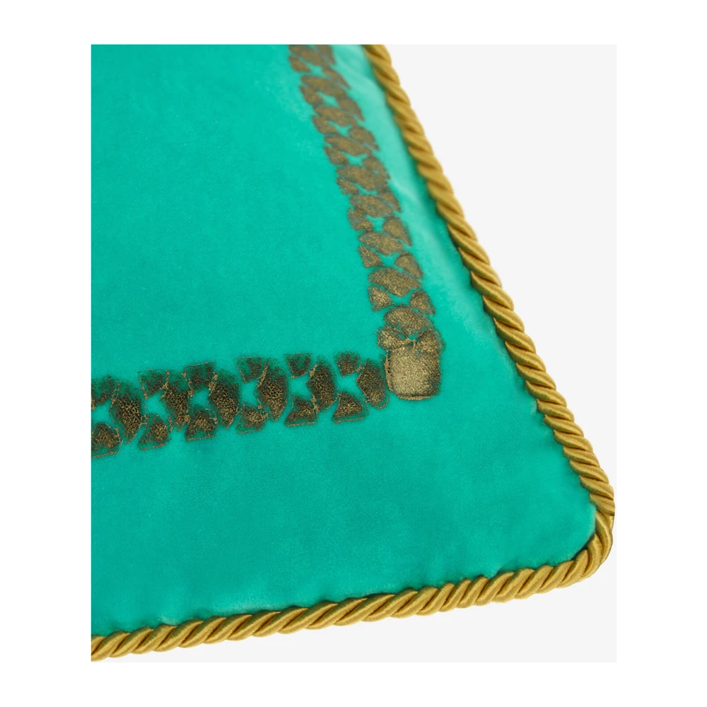 Roberto Cavalli Fluwelen kussen met gouden animalier-print Green Unisex