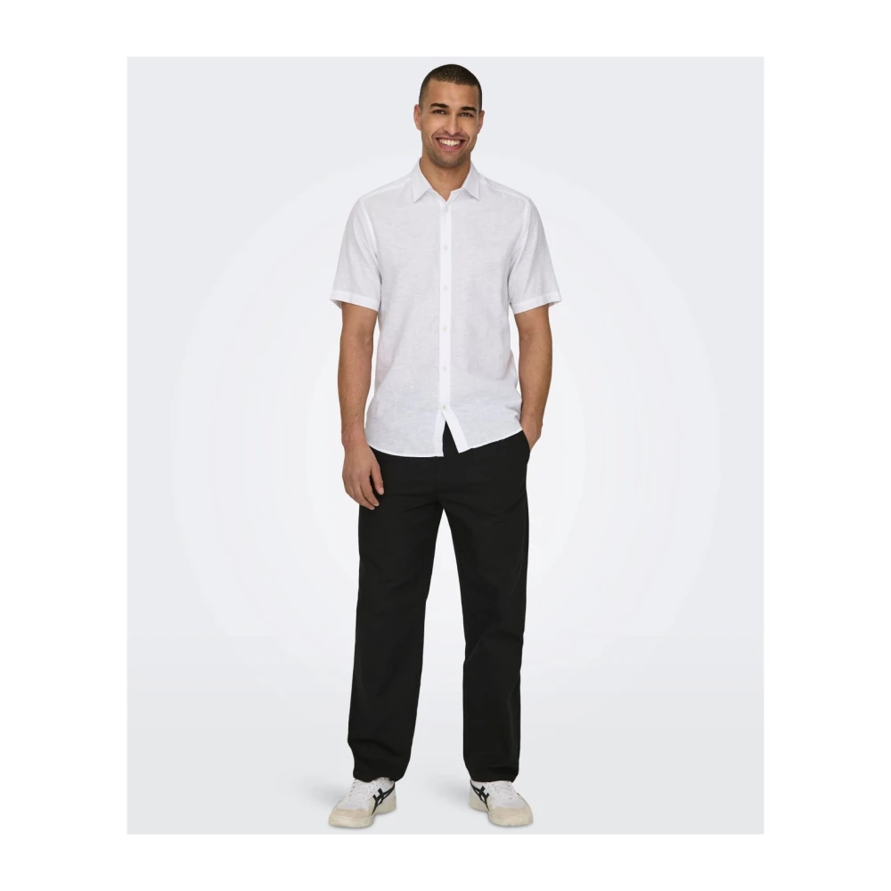 Only & Sons Linnen Wijde Broek Black Heren