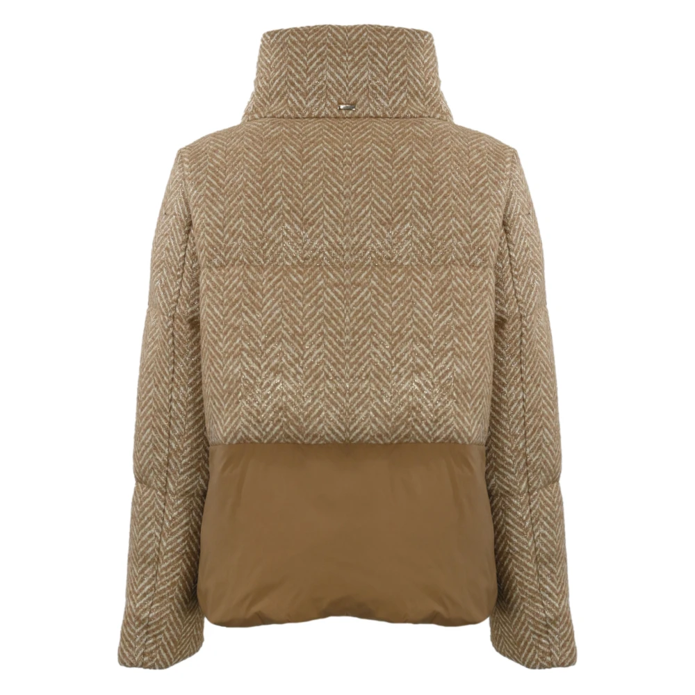 Herno Kameel Dubbel Materiaal Jas Rits Sluiting Brown Dames