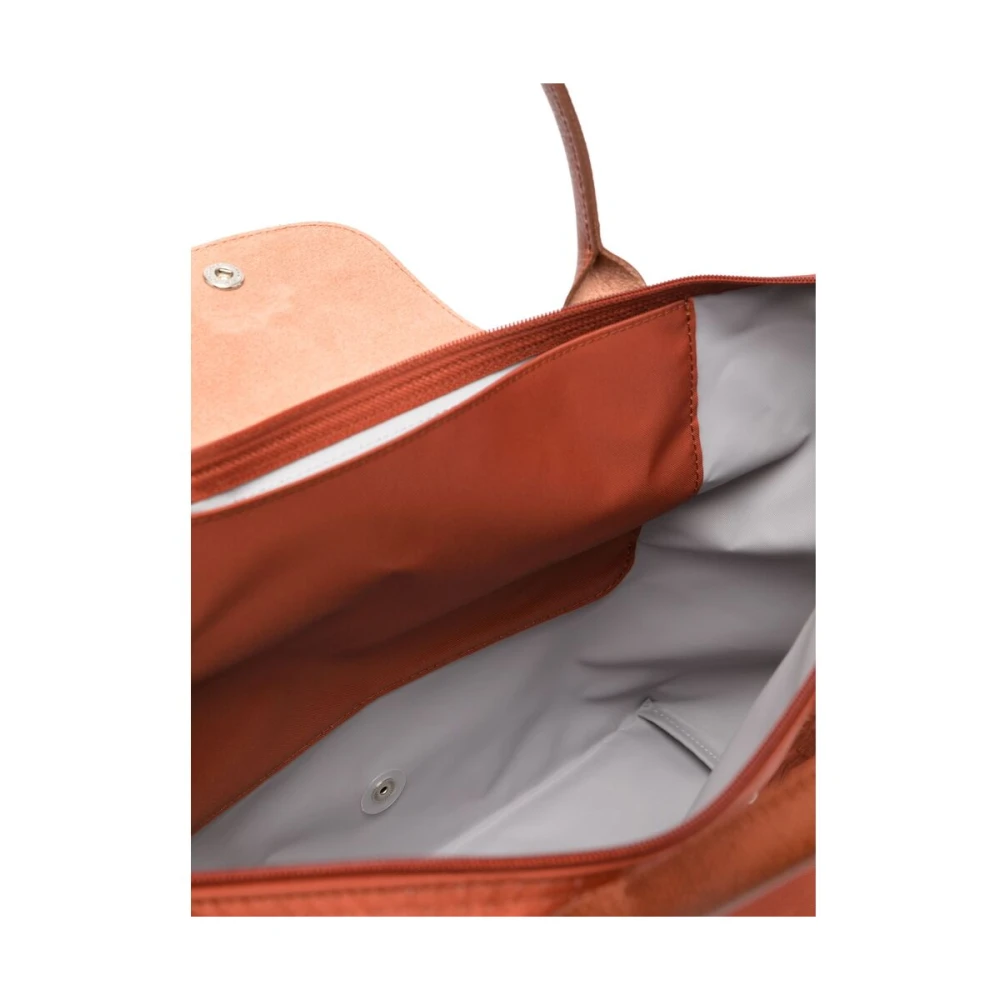 Longchamp Kastanjebruine Getextureerde Geborduurde Tas Brown Dames