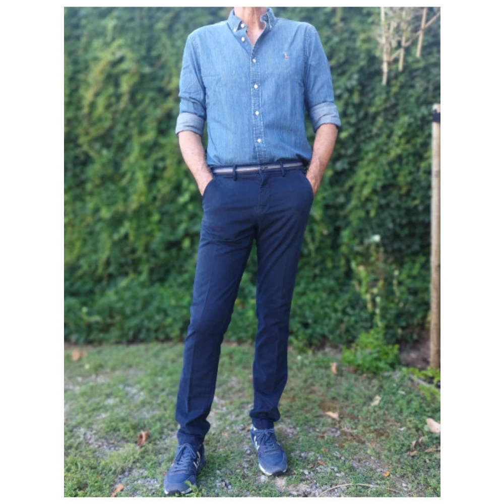 Mason's Slim Fit Chino Broek Blue Heren