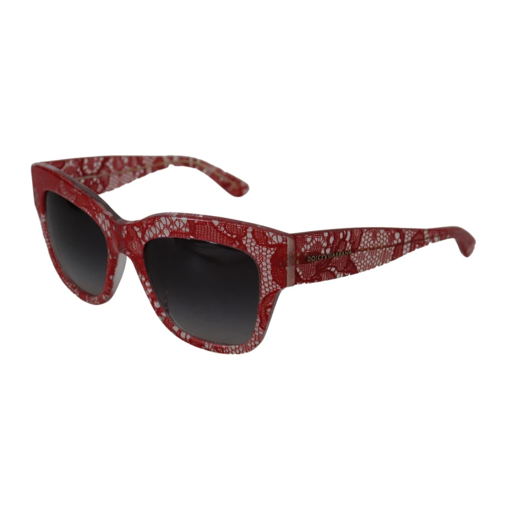 Dolce & Gabbana Women's Red/White/Gray Lace Sunglasses With Gradient Lens