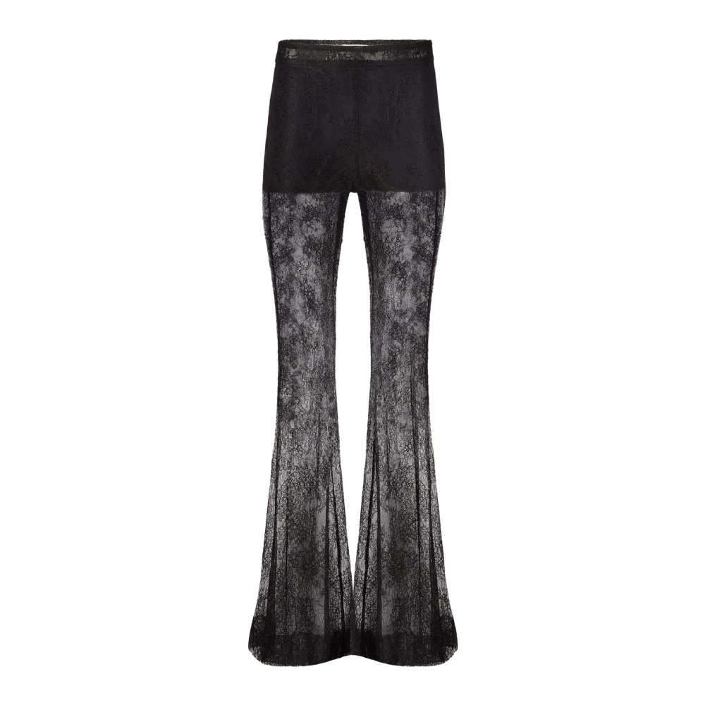 Nina Ricci Zwarte Chantilly Lace Flared Broek Black Dames