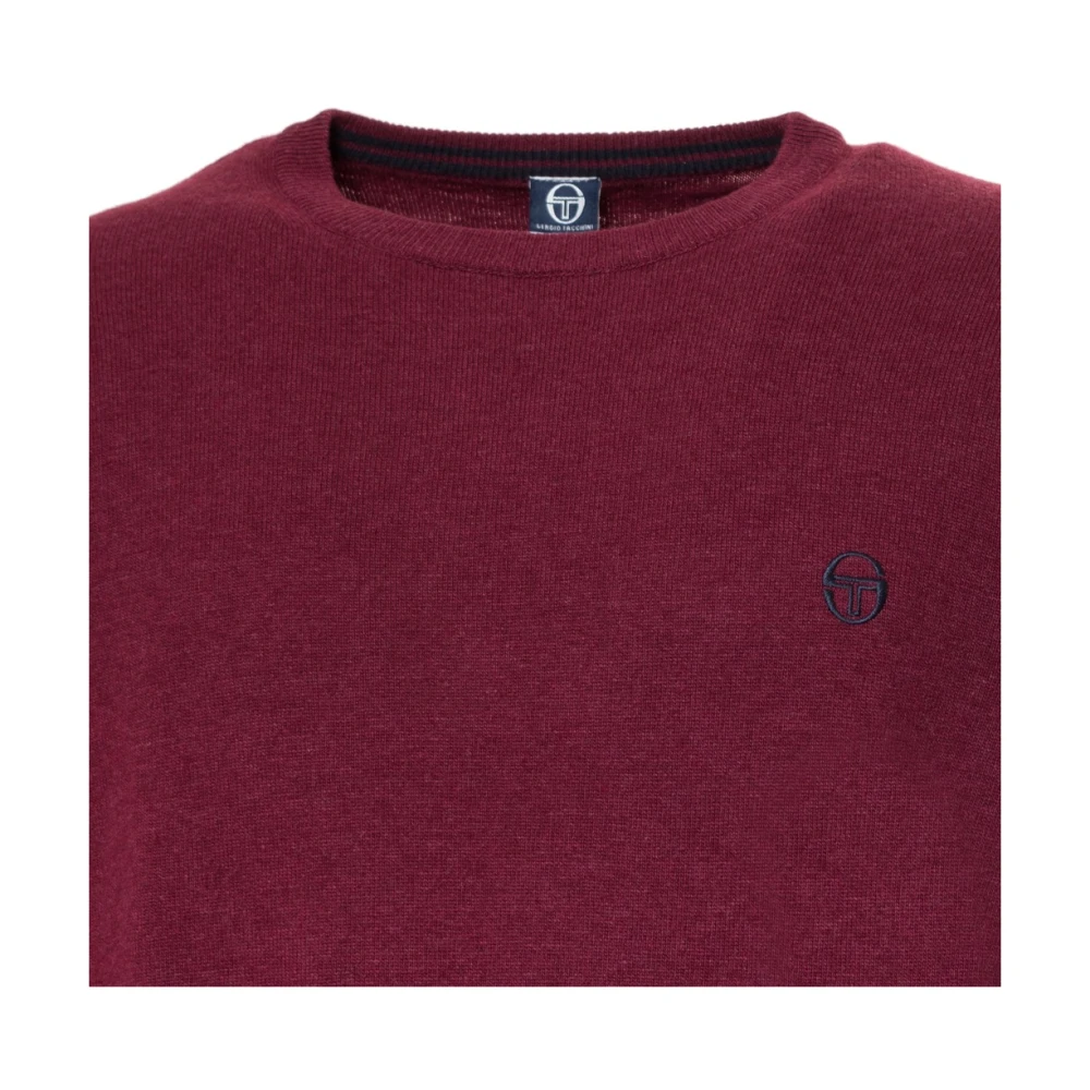 Sergio Tacchini Ronde hals kasjmier wolmix trui met zichtbaar logo Red Heren