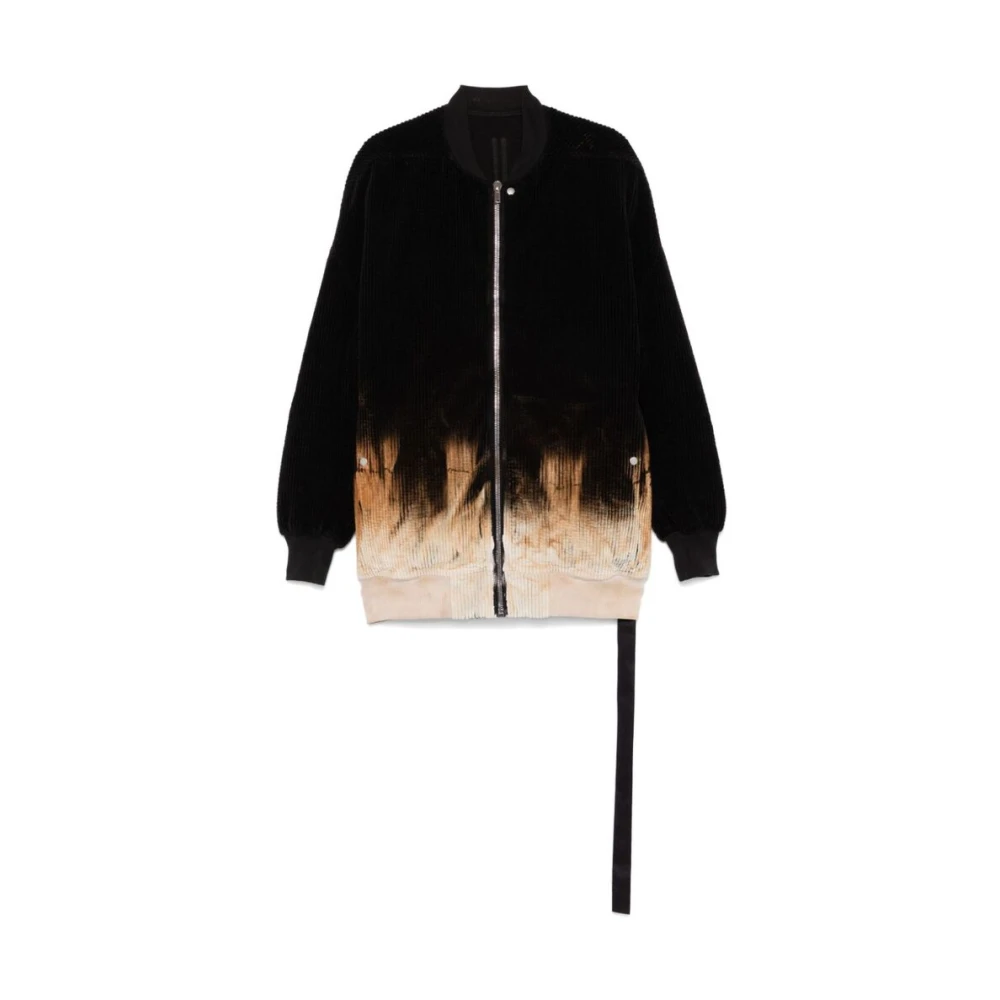 Rick Owens Zwarte Corduroy Baseball Kraag Jas Black Heren