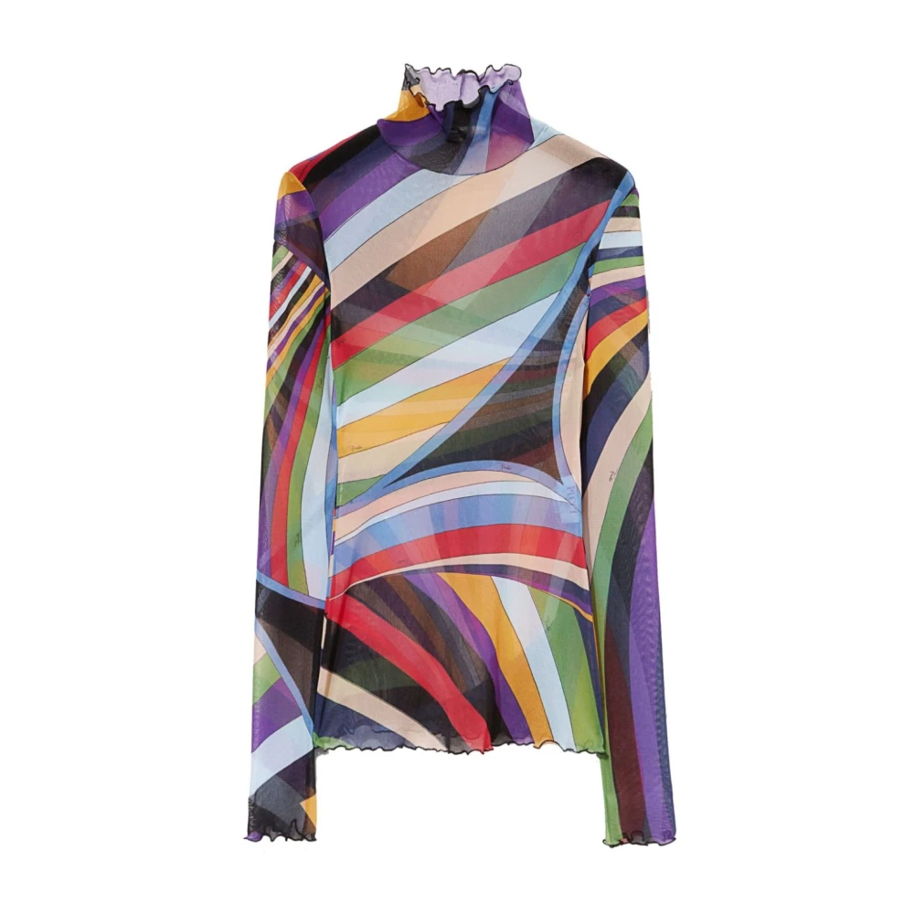 EMILIO PUCCI Grafische Print Tule Gevoerde Top Multicolor Dames