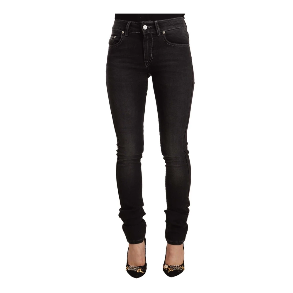 Gianfranco Ferré Women's Black Slim Fit Jeans, W26, Washed Mid Waist Skinny Jeans