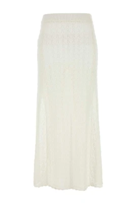 Shiny Pointelle Knit Skirt