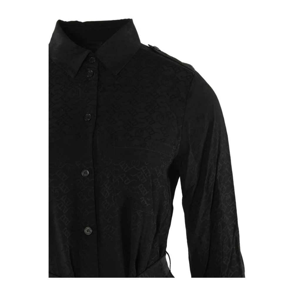 pinko Zwarte Zijden Jurk Black Dames