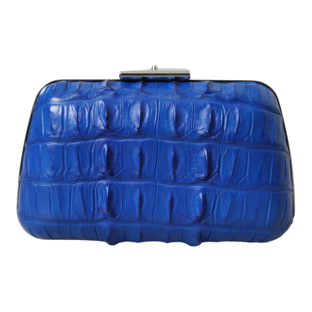 Balenciaga Women's Blue Exotic Skin Leather Shoulder Crossbody Box Clutch Bag - Clutches - One Size - Bags