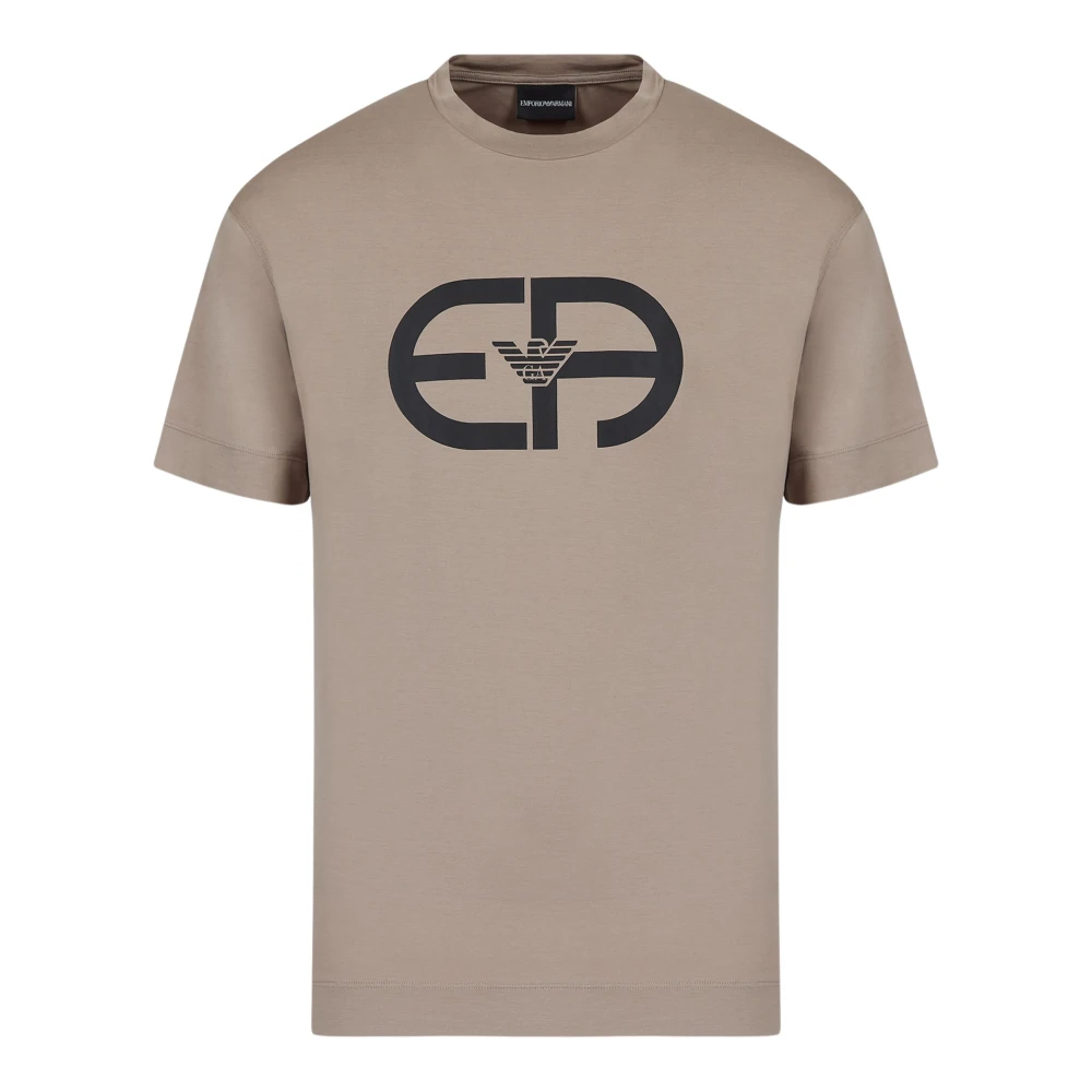 Emporio Armani Logo Print Oversized T-Shirt Brown Heren
