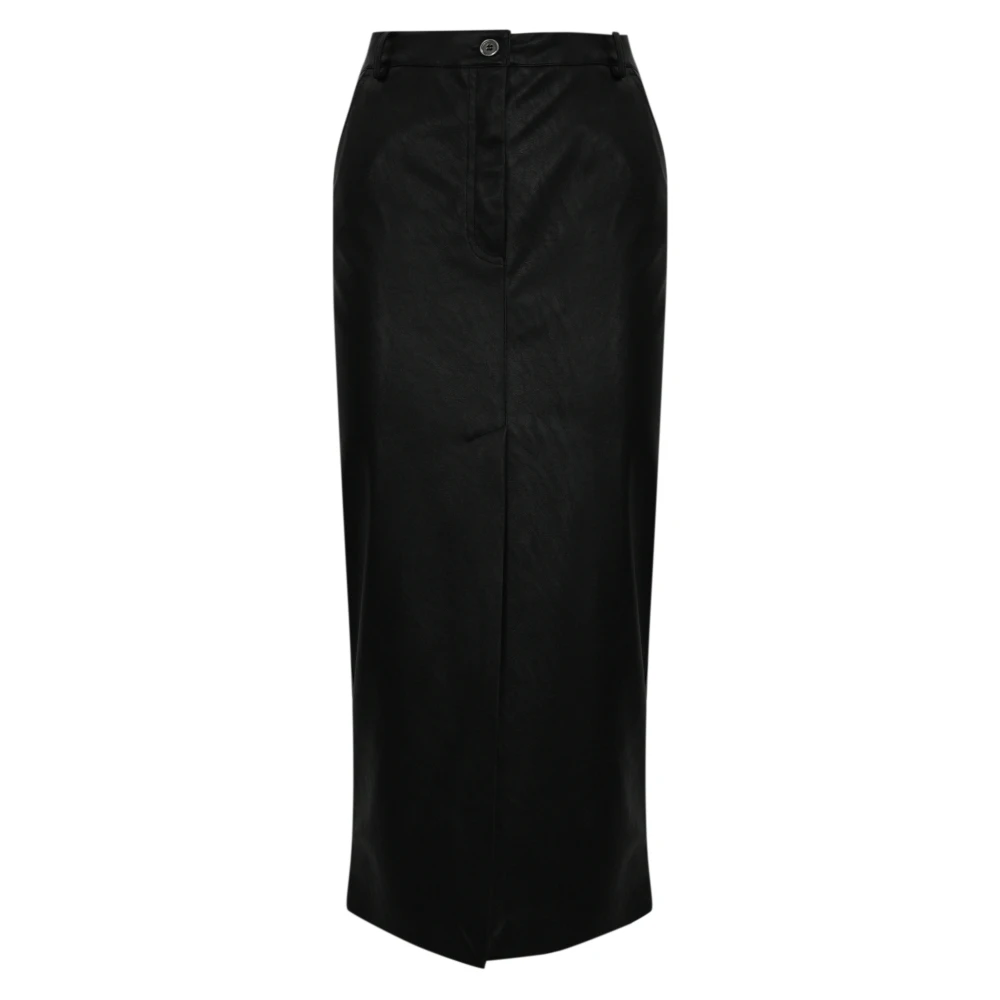 Pinko Zwarte imitatieleren midi-rok Black Dames