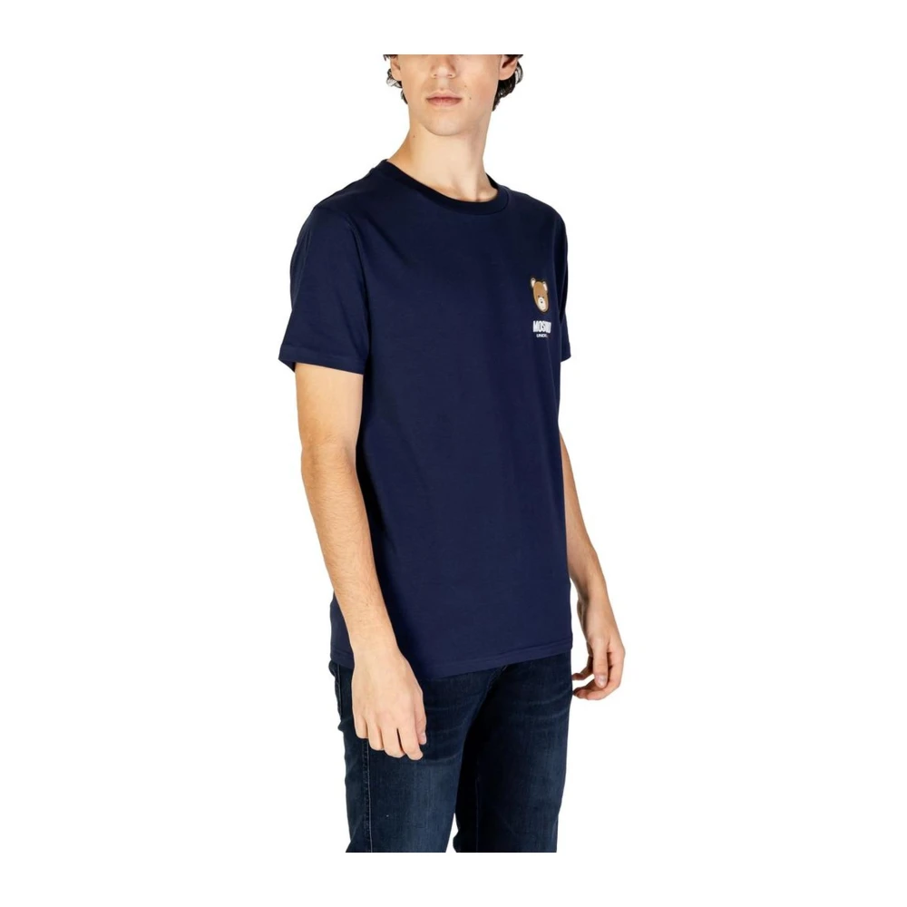 Moschino Blauw Katoenen Crew Neck T-Shirt Blue Heren