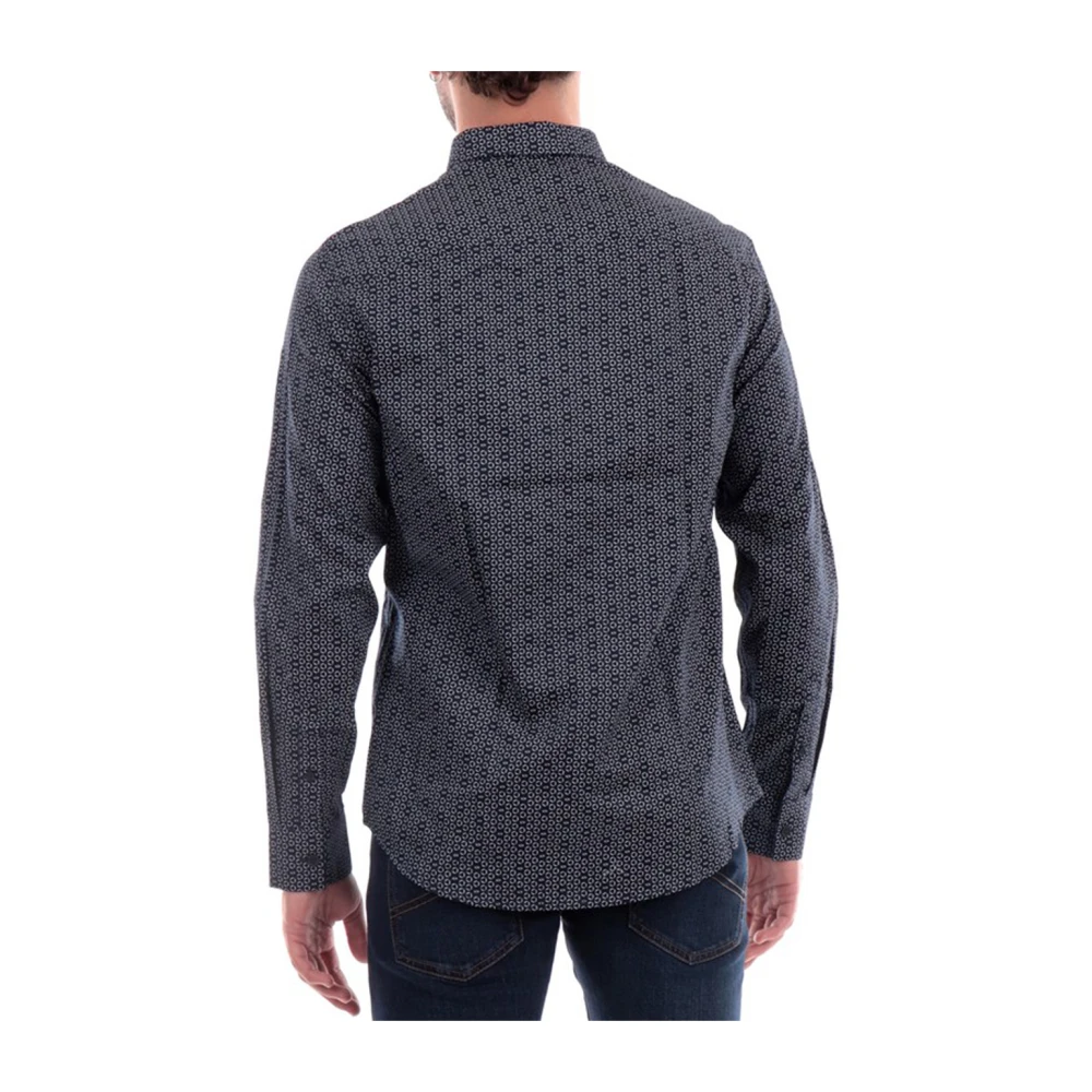Armani Exchange Navy Micro Exagon Katoenen Overhemd Gray Heren