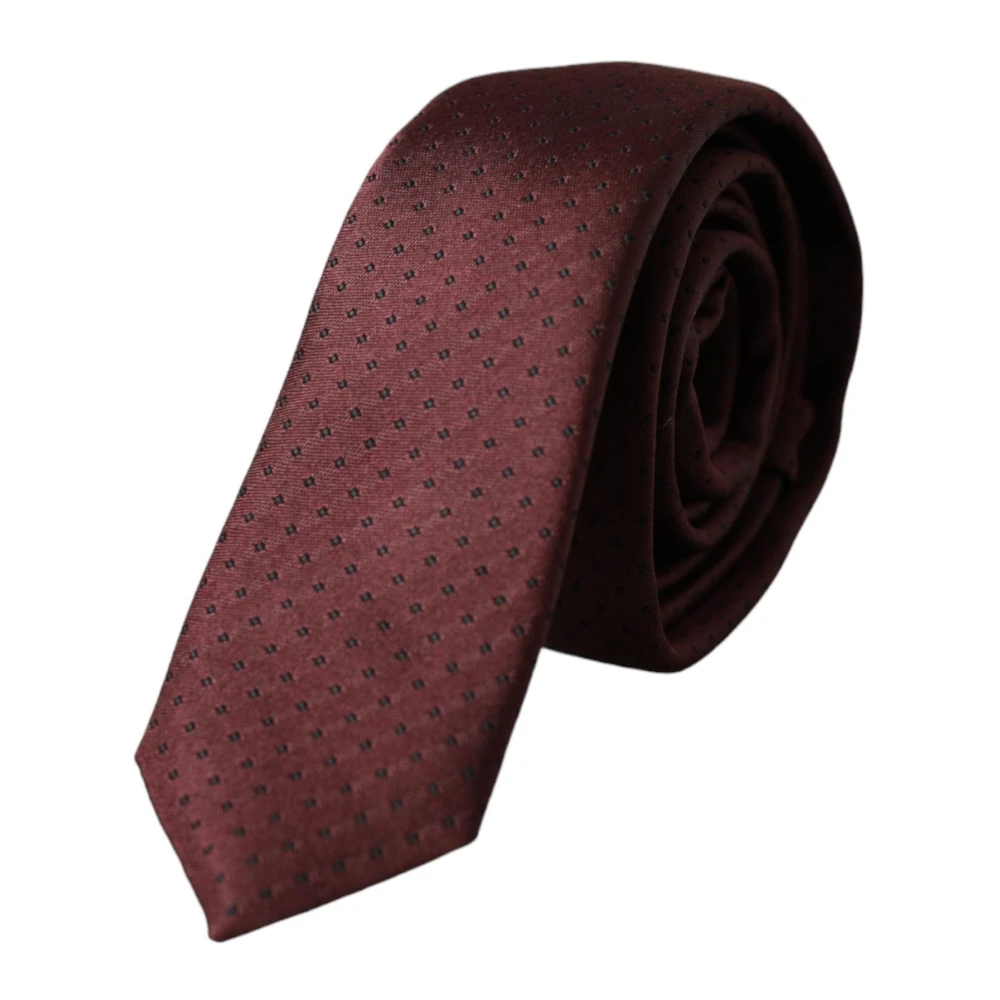 Dolce & Gabbana Bordeaux Gestippelde Zijden Stropdas Brown Heren