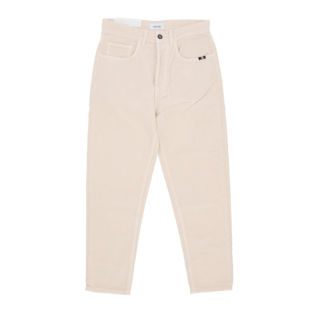 Amish Men's Beige Straight Trousers, W28, Corduroy Velvet Trousers Coconut